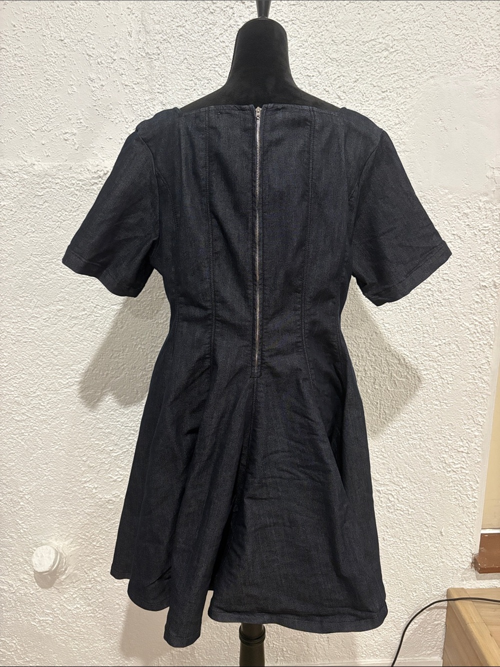 Anthropologie Pilcro Short-Sleeve Square-Neck Denim Mini Dress Size XL - Picture 5 of 10